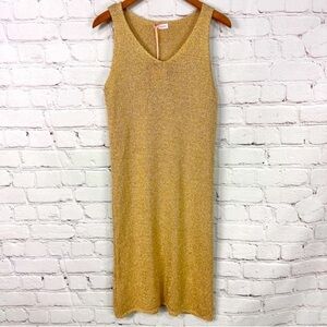 Yunika gold metallic dress swim coverup size small/ medium stretchy Italy vacay